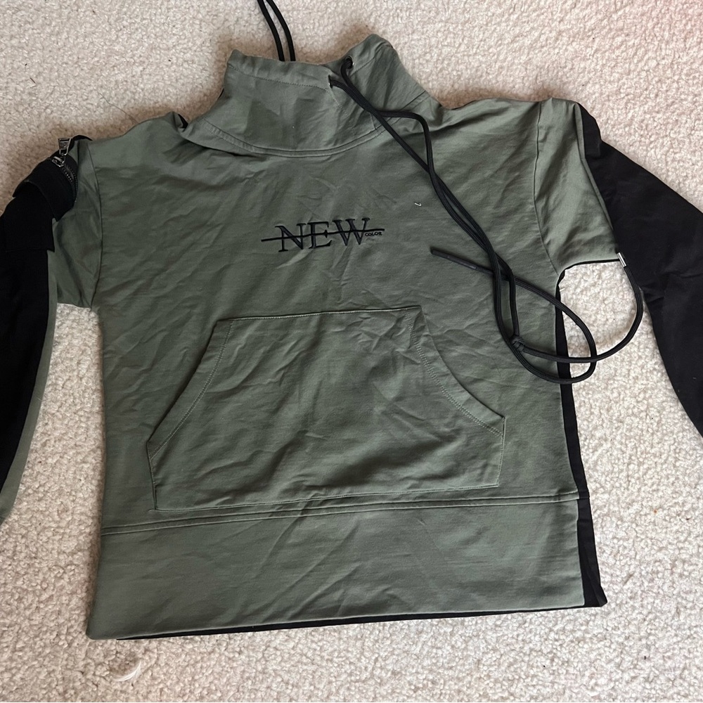 Green and Black Pullover Hoodie